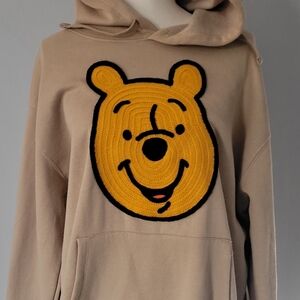 Tan Hoodie with Winnie The Pooh Bear Patch